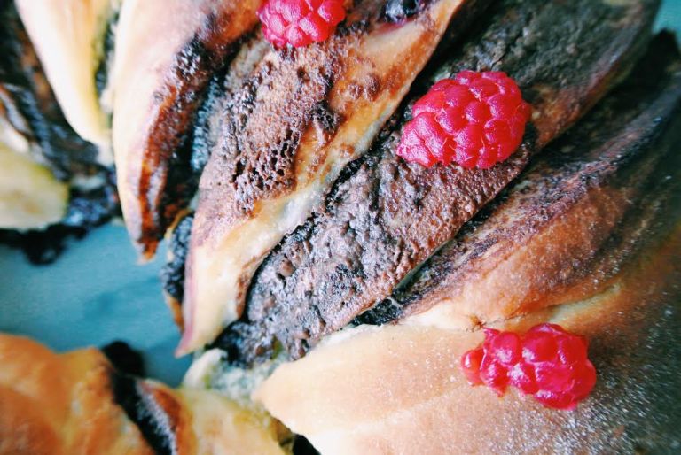 Chocolate and Raspberry Babka Loaf